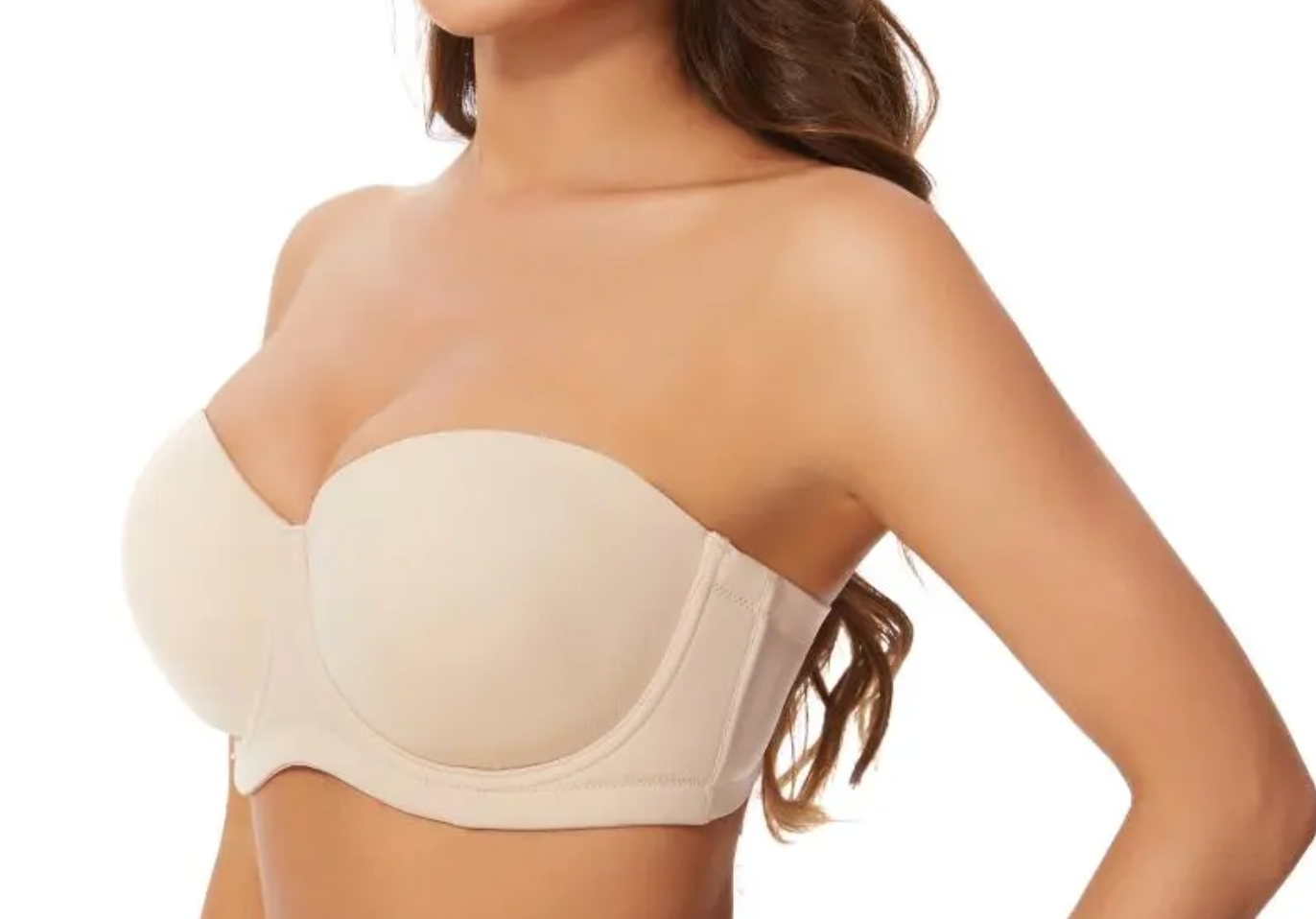 Close-up of moisture-wicking mesh fabric and reinforced stitching along the underband for extra support and breathability.