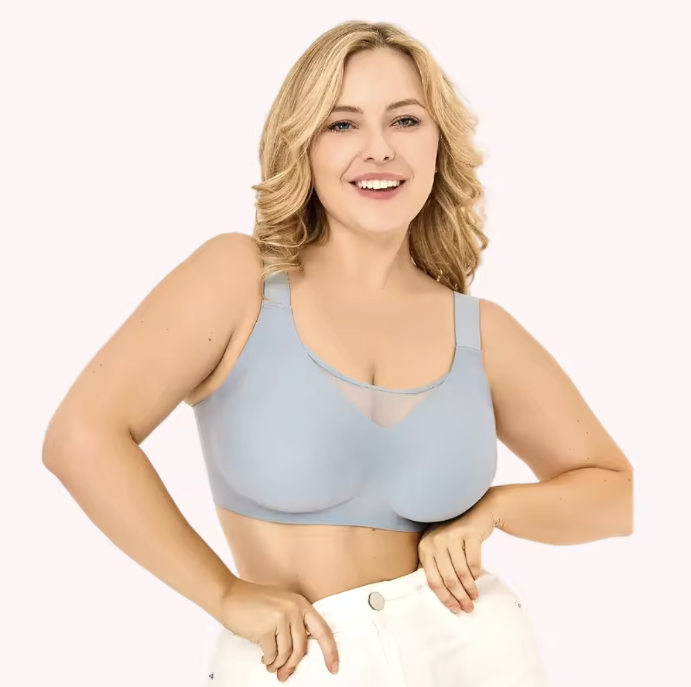 CoverMe Bra in vibrant blue microfiber with adjustable straps and seamless contour cups by On The Rack