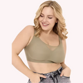 On The Rack CoverMe Bra Sage with smooth elastic band and adjustable straps in soft sage green, seamless cotton blend fabric